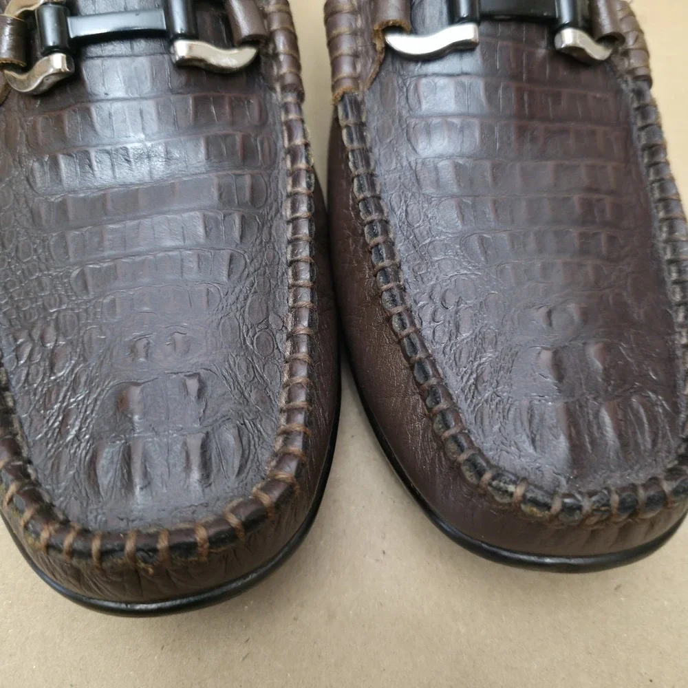 Salvatore Ferragamo (Sz 280mm US 9-10 E ) Driving Loafer Brown Horse Bit reptile